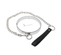 SM Collar De Esclavo De Metal con Cadena De Lazo para Cinturón Juego De Roles Collar De Anillo O Bdsm Juego Porno Cuello Collar Restricción Juguete Sexual Mujeres Hombres(Black Schwarz,120mm)