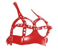 SM Harness piel BH Pecho Correa con botones rojo rojo XL