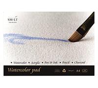 SM.LT AS de 20 (260) English Watercolor Pads A4 Papel de acuarela, 260 gsm Blanco 100% papel reciclado con algodón, alterungsbeständig y ácido, 20 hojas