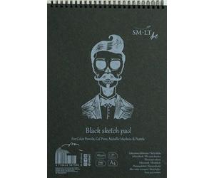 SM.LT EB de 30ts/Black Authentic line - Cuaderno para bocetos (A4, 165 gsm Fácil estructura oficial. Negro Papel, 30 hojas, con perforación, reciclado Tapa, Con Doble Espiral
