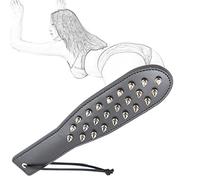 SM Paddle Látigo erótico para azotar Bondage Spanking Paddle de cuero con tachuelas y correas para las muñecas Juego de rol de masaje Juego de rol Juguete sexual fetichista para mujeres