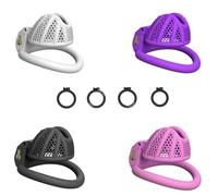 SM Penis Cage Dispositivo de Castidad Corto Anticaída Ventilado Jaula para Polla Transpirable Único BDSM Fetiche Juguete Sexual Cock Cage Cinturón de Castidad para Hombres(Rosa-S)