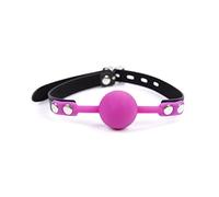 SM Silicone Ball Gag con correa de cuero de cerradura BDSM juguetes sexuales para adultos Kit de restricciones de esclavitud Jugar (Magenta-3.8cm Ball)
