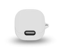 smaate Funda de Silicona Compatible con Soundcore by Anker Liberty 4 NC Auriculares inalámbricos, Piel Protectora con mosquetón, con Agujero para Carga, Color Blanco