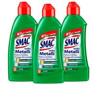 Smac Brilla Metalli Limpiador Crema para Bronce, Latón, Cobre y Cromature, Brillo y Protección contra Oxidación, 250 ml x 3 Piezas