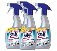 Smac Brille Acero, Limpiador Spray, Acción Antical y Pulidor con Barrera protectora, 520 ml x 4 piezas