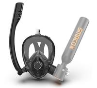 SMACO Máscara de Snorkel con Conector K2 Completa Compatible con Mini Tanques de Buceo de 0,5L/0,7L, Máscara de Buceo con Soporte para Cámara Tanto para Snorkel como para Bucear Dentro de 10m