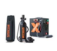 SMACO Mini Botella de Buceo 1 litro Portatil Bombona de Buceo para Respiración Subacuática Pequeñas Botella Submarinismo Tanque de Buceo Recargable para Viajes Nadar Rescate S400 Pro