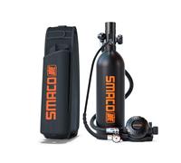 SMACO Mini Botella de Buceo 1 litro Portatil Bombona de Buceo para Respiración Subacuática Pequeñas Botella Submarinismo Tanque de Buceo Recargable para Viajes Nadar Rescate S400 Pro