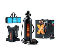 SMACO Mini Botella de Buceo 2 litro Portatil Bombona de Bucear S700 Plus Pequeñas Botella Submarinismo hasta 30 Minutos Tanque de Buceo Recargable for Viajes Nadar Rescate