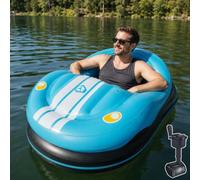 smafoseedding Flotador Motorizado para Piscina De 50 W, Giro De 360°, Bote Inflable Motorizado con Efecto De Choque para Adultos, Flotador Eléctrico con Forma De Coche De Choque, Capacidad De 120 Kg