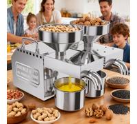 smafoseedding Prensa De Aceite Eléctrica Comercial - Extractor De Aceite De Acero Inoxidable De 200 °C, con Doble Salida, para Uso Doméstico Y Comercial, con Más De 30 Materiales.