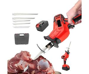 smafoseedding Sierra Eléctrica para Huesos De Carne, Sierra Eléctrica De Mano para Carnicero, con 4 Hojas Y Caja De Almacenamiento, Sierra De Mano para Carnicero, Grosor Máximo De Corte: 100 Mm