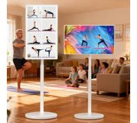 smafoseedding Televisor Inteligente Portátil Mejorado 2026 con Pantalla Táctil - Pantalla Móvil Soporte De 5 Ruedas, Rotación De 360° - Centro De Entretenimiento Inteligente Para El Hogar 27in8+128g