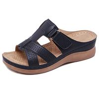SMajong Sandalias de Punta Descubierta Mujer Mules Plataforma Moda Sandalia de Cuña Cómodos Zapatillas Sandalias de Vestir