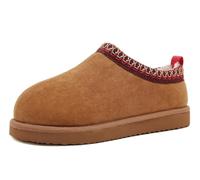 SMajong Zapatillas de Estar por Casa Mujer Hombre Invierno Pantuflas Interior de Memoria Zapatos de Algodón Rojo Marrón 45 EU
