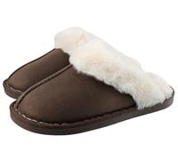 SMajong Zapatillas de Estar por Casa para Hombre Mujer Zapatillas de Casa Forro Algodón Invierno Antideslizantes Cálido Slippers Suave Cómodo Zapatos Interior(Marrón 40/41 EU)