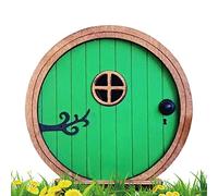Smaler Puerta de árbol de hadas | colorida y redonda puerta y ventana | Madera redonda de hadas de cuento de hadas de cuento de hadas, escultura de casa de muñecas, decoración de césped