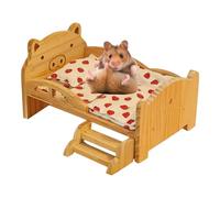 Small Animal Bed - Wooden Animal Resting Furniture, Natural Wood Dwarf Pet Living Bed with Shelter Design, Small Pet Sleeping House, Hamster Guinea Pig Hedgehog Chinchilla Gerbil Bunny Ferret