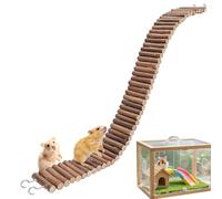 Small Animal Bridge Ladder - Bendable Wooden Pet Fence, Flexible Climbing Ramp | Natural Wood Habitat Activity Enrichment Structure Design, Adjustable Exercise Exploration Accessory For Roden