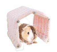 Small Animal Hide, Acrylic Door Detachable Hide, Soft Plush House with Space-Saving Habitat Decor for Chinchilla, Hamster, Bunny, and Indoor Cages, 7.87x7.87x8.07 Inches