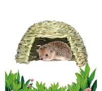 Small Animal Play Hideaway - Natural Hay Chew House, Enriquecimiento de decoración de hábitat plegable | Cama de cerdo de hámster chinchilla ecológica, escondite de conejo tejido en el