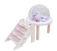 Small Animal Sand Bath - Chinchilla Bath House with Ladder, Clear Hamster Bathroom for Gerbil Bunny Hedgehog Cage, Pet Habitat Accessory | Cage Decoration Play Area for Small Pets