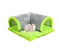 Small Animal Tube, Washable Hamster Bunny Tunnel Bed, Activity Fun Tunnel Hideaway Toy for Chinchilla, Ferret, Squirrel, 13.78x13.78x5.91 Inches, Green Brown Blue