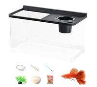 Small Aquarium - Betta Fish Tank 3 Color Lights | Household Fish Tank | High-Transparency, Top Hydroponic Aquarium For Tabletop Landscaping Home Workplace Entryway Foyer Bedroom - 33.8x20.8x20cm