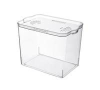 Small Aquarium, Stackable Cube Fish Storage, 14.17x10.43x11.61 Inches Compact Fishes Bowl Temporary Housing, Desktop Turtle Tank for Waterweed, Shrimp, Crab Goldie