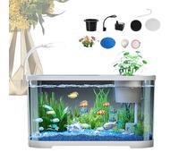 Small Aquarium Starter Kit - Acuario Silenciador Claro, Kit de Glindaje de Pesca de Escritorio | Contenedor de Plástico Transparente con Filtro Integrado, Acuarios Modernos Viviendas para