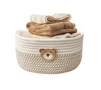 Small Basket, Woven Bin, Space Saving Cotton Organizer 9.84x7.09 Inchesfor Towels Books Dog Toys, Decorative Storage Solution Laundry Clothes Blankets, Compact Holder Remote Control Snacks