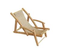 Small Beach Chair Toy, Tiny Wooden Lounge Seat, 5.91x2.4in Doll House Furniture, Decorative Desktop Model, Kid, Teen Room Decor, for Display, Collectibles, Ornament Use