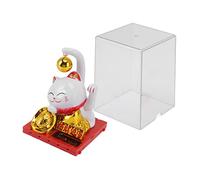 Small Bell Lucky Gat Ornaments Light Energy Energy Energy Mascot Statue Decoration, energía solar White Maneki Neko haciendo señas de Lucky Money Cat para la oficina en el hogar y la decoración del