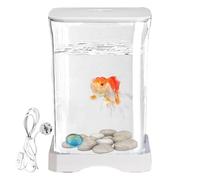 Small Betta Fish Tank - Acrylic Aquarium with Integrated LED Lighting & Feeding Hole, Stylish Desktop Fish Bowl For Home & Office, Compact Starter Kit For Betta, & Small Fishes,