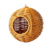 Small Bird House, Rattan-Style Bird Breeding Nest, Pet Hut | Ventilated Woven Shelter For Finches, Conures, Cockatiels, Parakeets, Small Animals, Indoor Cage Habitat, Comfortable Nesting Place