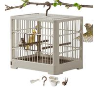Small Bird Travel Cage, Portable Birds Container Bird Travel Carrier, 11,81 x 9,06 x 10,24 pulgadas, Features Standing Pole, Detachable Tray & Hook Handle for Parakeets, Parrot Lets
