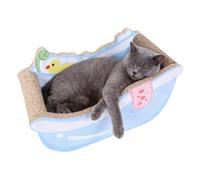 Small Cat Bed with Scratching Board | Corrugated Paper Bathtub Nest | Cat Scratch Pad | for Indoor Kitten Puppy Pet Home Decor Living Room Apartment Dorm Sleeping Play | Bathtub Kitten Bed