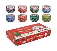Small Christmas Scented Candles - 8 Pieces Holiday Decor For Festive Ambiance | Soy Wax Aluminum Box Material With Fragrant Relaxing Feature, Candles For Christmas Party Family Gathering