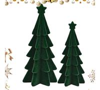 Small Christmas Tree,Compact Green Holiday Party Decoration - 2-Pieces Christmas Tree Novelty Decorations, for Desktop Home School Apartment Hotel Pantry Living Room Bedroom Study Fireplace Bookshelf