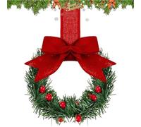 Small Christmas Wreath | Kitchen Cabinet Wreaths with Red Ribbon | Farmhouse Decoration Artificial Hanging Garlands | for Wreathh Thanksgiving Porch Stairs Window Chair Car Garage