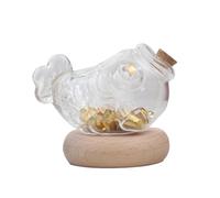 Small Clear Money Bank, Saving Coin Jar, Glass Storage Container, Wooden Lid Design, Compact Display, Ideal for Kids Teens Adults, 140g, Glass Wood Clear, 1 Piece