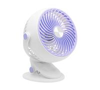 Small Clip Fan, Desk Fan, 5 Speeds USB Powered Rotating Head Lightweight Wireless Function Flexible Portable Stable Stand, Cooling Blower for Home Work Travel, 7.68x6.69Inches, Green, White, Purple