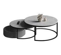 Small Coffee Table Nesting Coffee Set of 2 Scalable Design Combination Stacking Coffee Table Side Table Sofa Table with Carbon Steel Frame Ideal for Office Guestroom Small Space