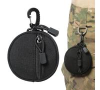 Small Coin Purse - Round Coin Holder, Outdoor Coin Purse, Outdoor Coin Purse, Coin Wallet, Wireless Headset Pack, Key Case, Multifunctional Waist Bag for Hiking and Camping, Negro , riferimento