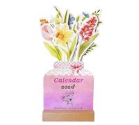 Small Desk Calendar - 23cm Daily Planner | Paper Floral Desktop Calendar, Academic Monthly Agenda for Office School Home Classroom Organization Women Christmas New Year Gift Elegant Flower Design