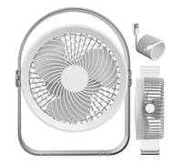 Small Desk Fan - 5-Speed Rechargeable Portable Cooler with Light, 360° Adjustable Tilt Fan for Home, Kitchen, Bedroom, Dorm, Outdoor, Beach, Picnic, Travel, and Camping Use