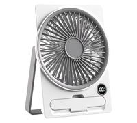 Small Desk Fan - Rechargeable Portable Desktop Cooler, Slim Card Design Quiet Air Circulator, LCD Display Cooling Tool, Lightweight Personal | Mini For Students Teens Adults Boys Girls Home Office