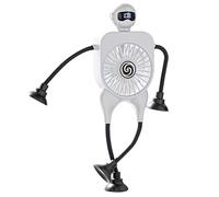 Small Desk Fan - Robot Shape 100 Speed Settings | Flexible Tabletop Fan | For Women Men Students Travelers Home Apartment Study Bedroom Living Room, Intelligent Digital Display, Suction Cup, Powerful