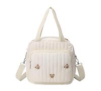 Small Diaper Bag Tote, Crossbody Diaper Bag Mini Purse Quilted Baby Hospital Bags Women Cotton Embroidered Mommy Bags Travel Diapers Handbag for Maternity and Baby Changing